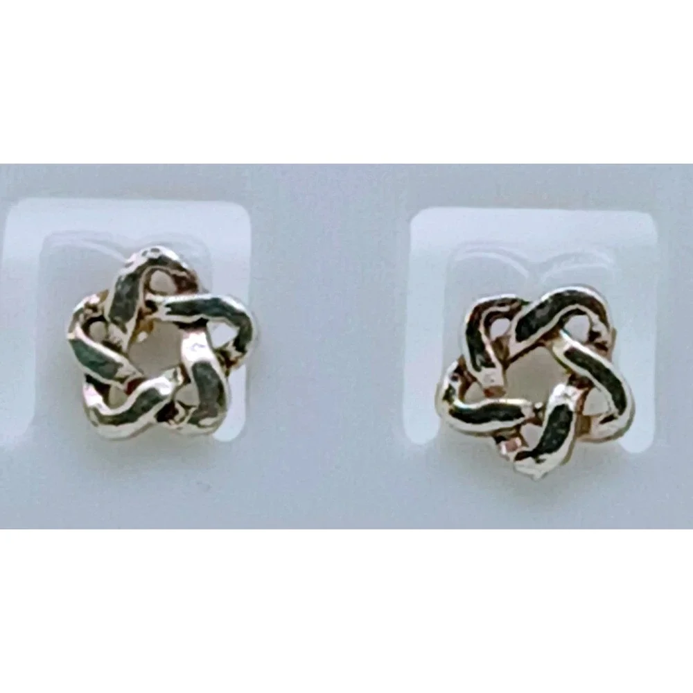 Sterling Silver 925 Celtic Knot Star Stud Earrings Interwoven Geometric Vintage - Picture 3 of 16